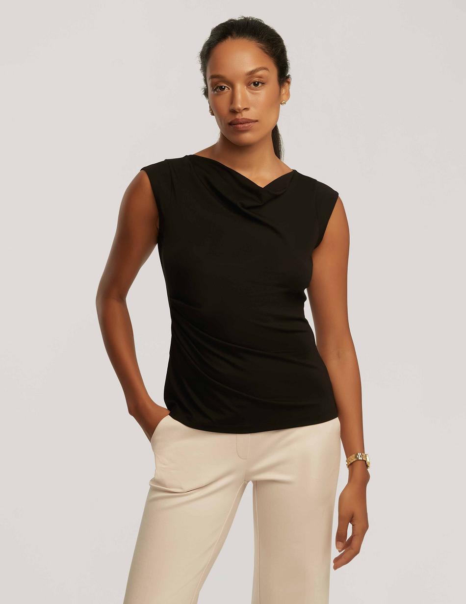 Hauts Anne Klein Cap Sleeve Cowl Neck Top   | QTB-2952467